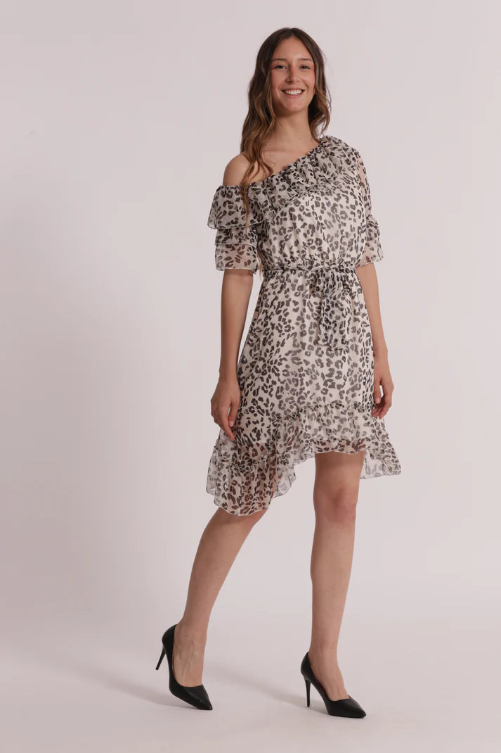 MIMIMUA - ABITO MONOSPALLA FANTASIA MACULATO