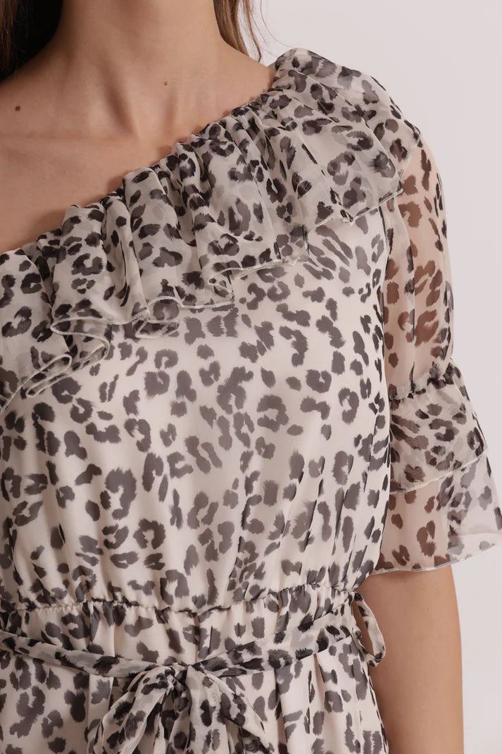 MIMIMUA - ABITO MONOSPALLA FANTASIA MACULATO