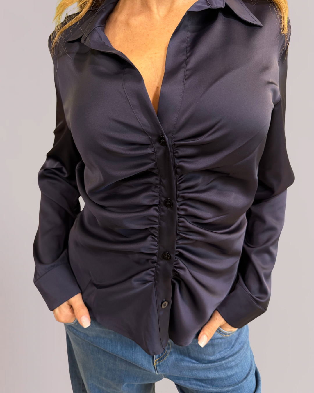 EMME MARELLA - CAMICIA IN RASO ARRICCIATA