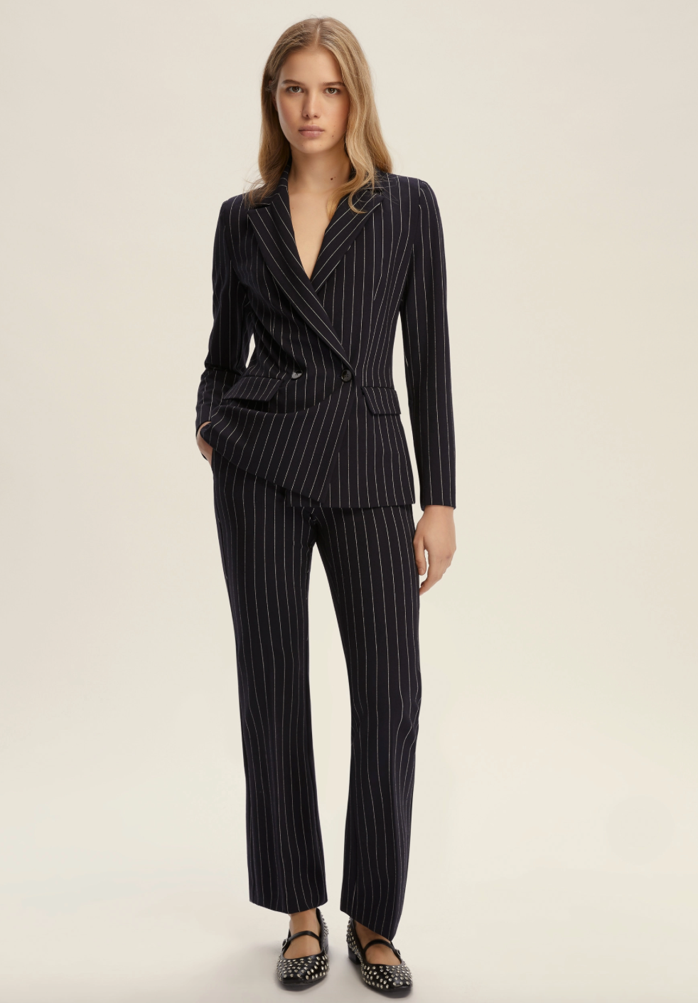 EMME MARELLA BLAZER IN JERSEY GESSATO - BLU NOTTE