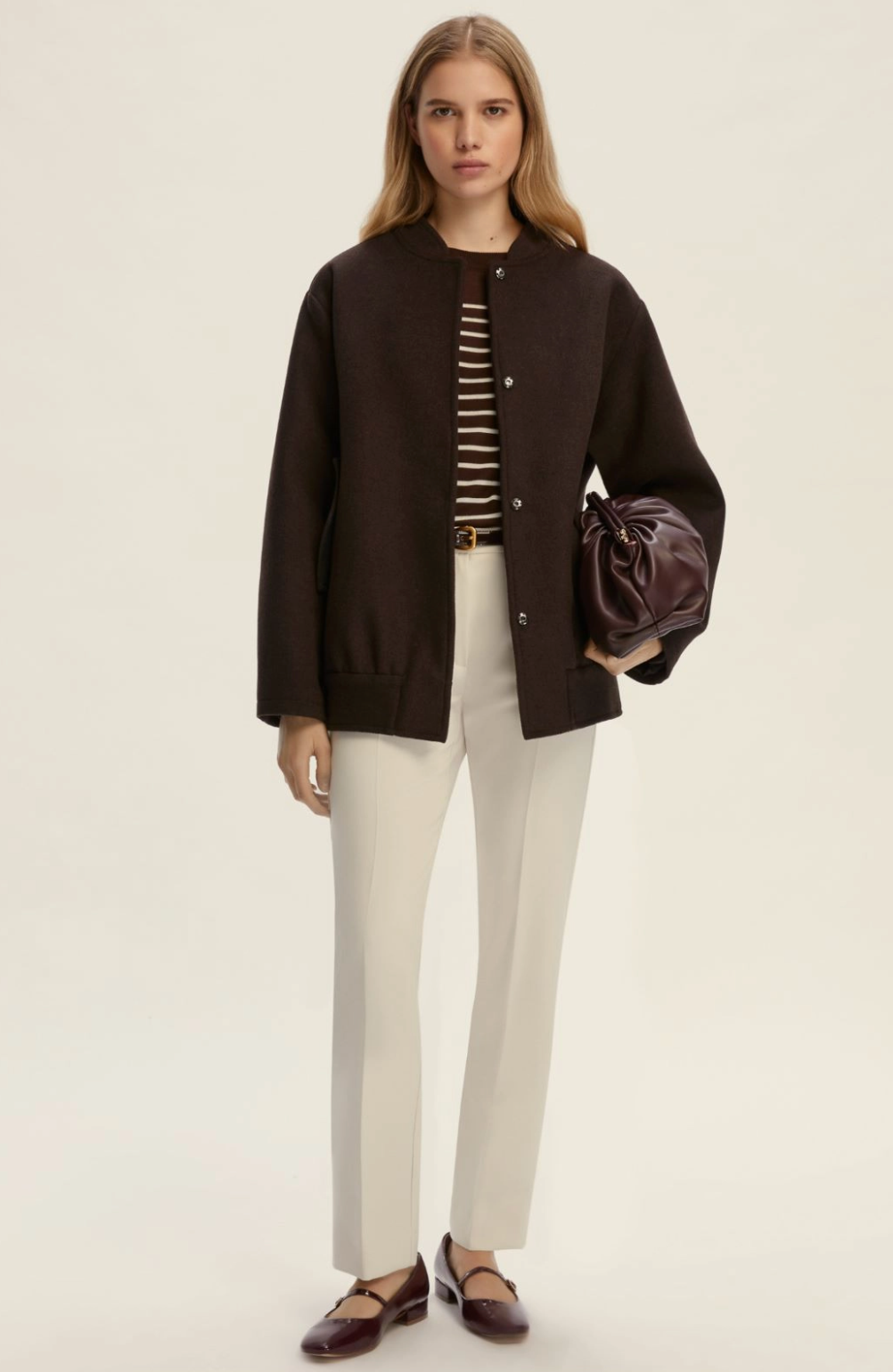 EMME MARELLA Cappotto bomber in misto lana - TESTA DI MORO