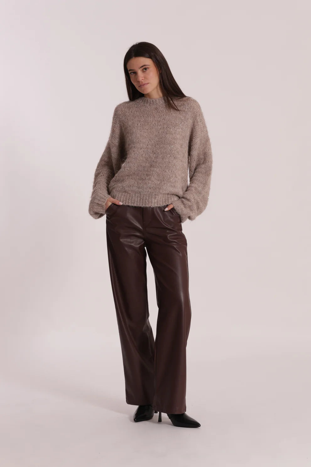 MIMÌ MUÀ-Jeans wide leg ecopelle