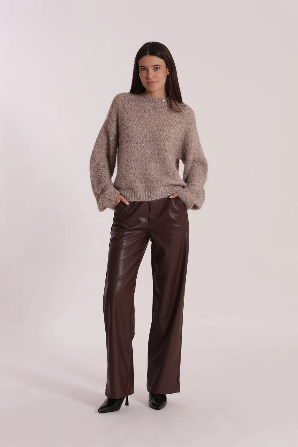 MIMÌ MUÀ-Jeans wide leg ecopelle