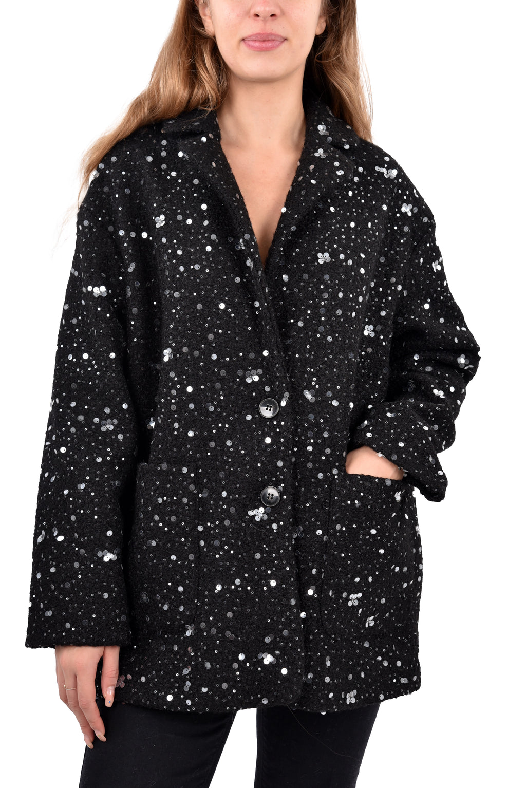 EMME MARELLA- Giaccone corto con paillettes