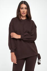 TWINSET Maxi Felpa donna marrone cioccolato